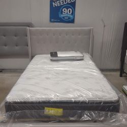 Full Upholstered Platform Bed Frame