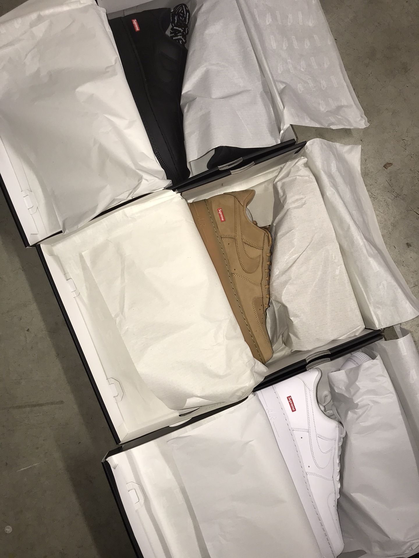 Supreme Air Force One 1 one wheat white black brown flax box logo tee shirt hoodie hat jacket 8 8.5 9 9.5 10.5 11 12 13 af1 nike off white virgil