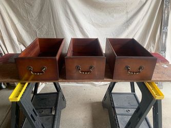 Antique Buffet Replacement drawers with brass hardware.