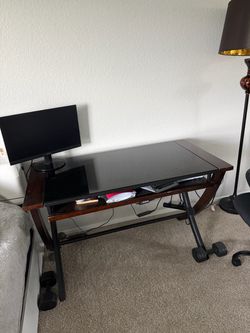 Black Glass Top Computer Desk