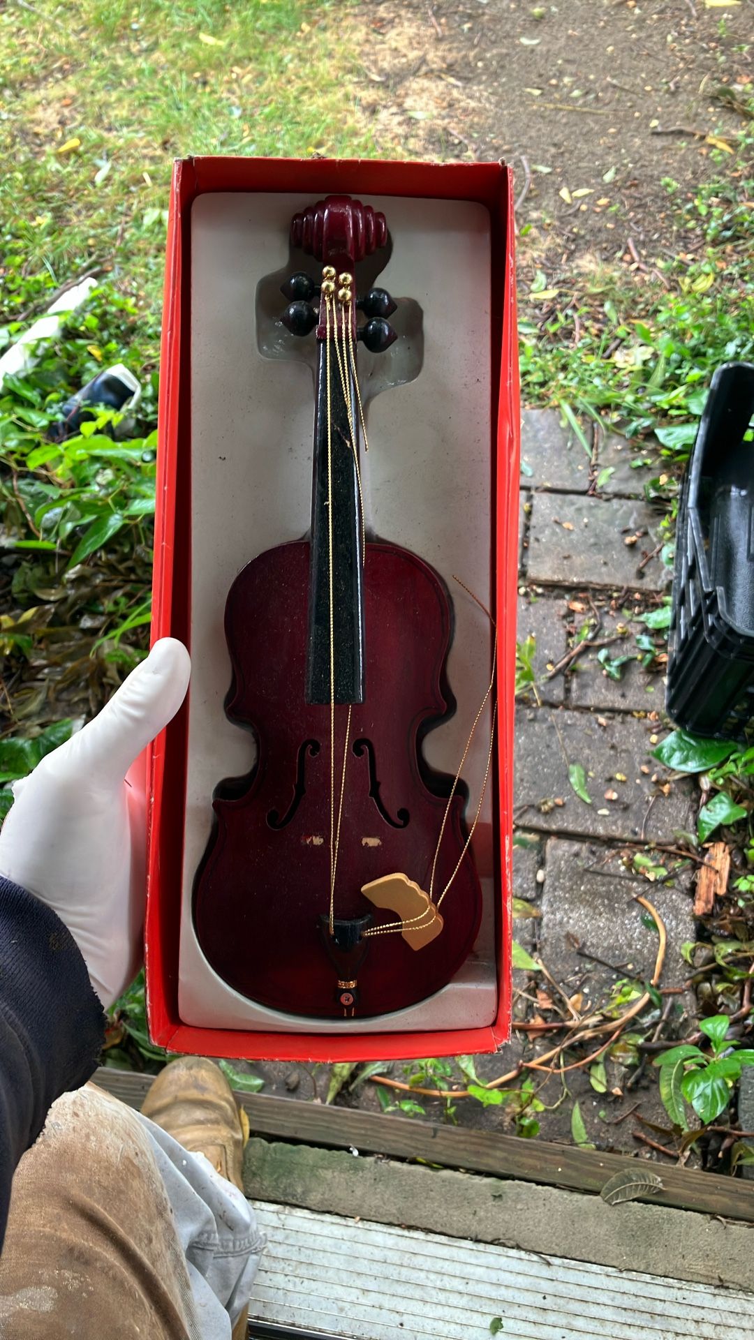 Vintage Honey Amber Wood Violin 15 Inches Tall