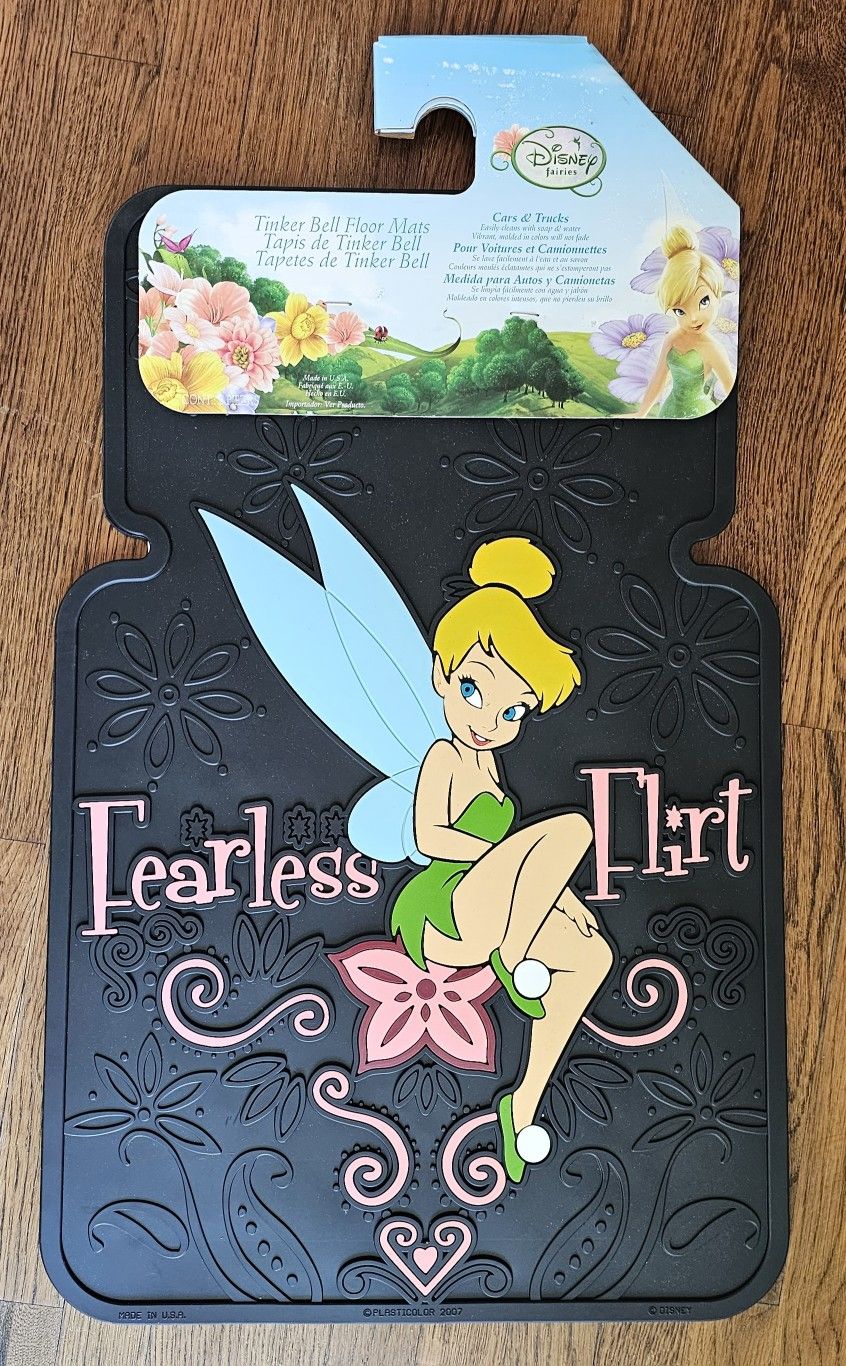 NEW - Disney Tinker Bell Car Mats and Steering Wheel Cover Set