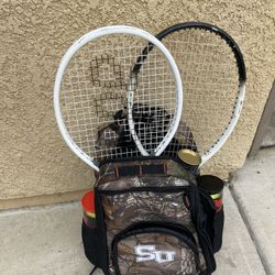 Tennis Racquets, Balls, And Bag