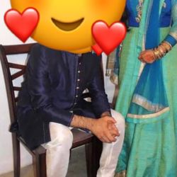 Couple Party Dresses Sherwani And Frock Indian Boutique Front Neck embroidered 