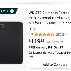 Wd Element 5tb Portable Storage 