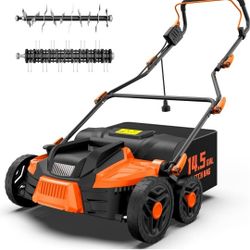 15-Inch 15.5 Amp 2-in-1 Electric Dethatcher and Scarifier with 14.5-Gallon Removable Thatch Collection Bag, Lawn Dethatcher with 5-Position Adjustment