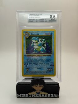 1999 Base 1st Edition Blastoise Holo R #2 Thick 3-D STAMP  - BGS 8.5