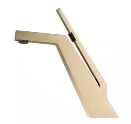 Single-Handle Single-Hole Bathroom Sink Faucet Modern Brass Basin Vanity Taps in Brushed Gold