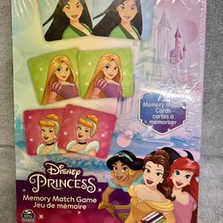 NEW Disney Princess 72-Piece Memory Match Cards Game -  Kid's Educational Game
