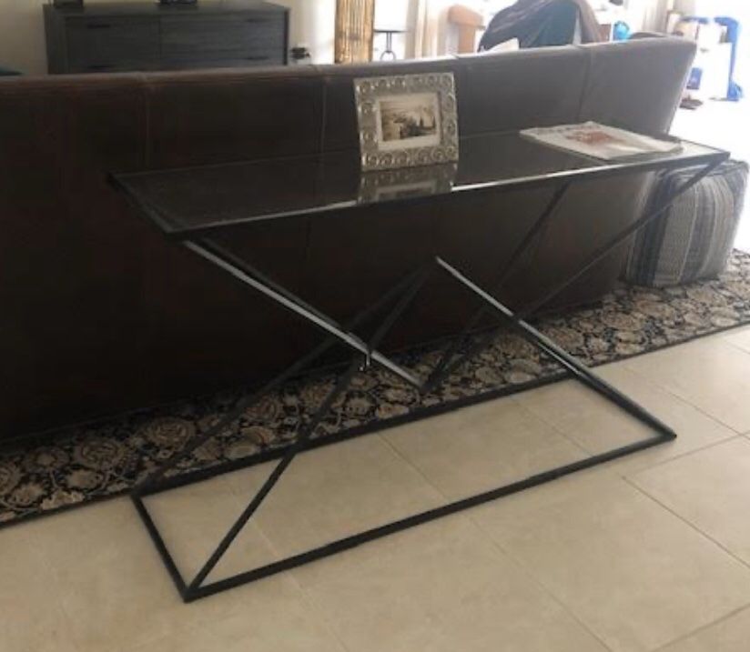 55in TV stand/Glass and Metal Long table -$60