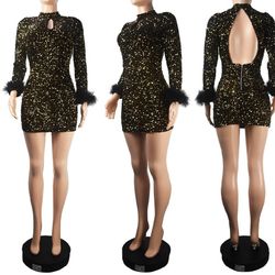 Fashion Sequins Mini Dress New Size S, M Avaliable Strech Material. 