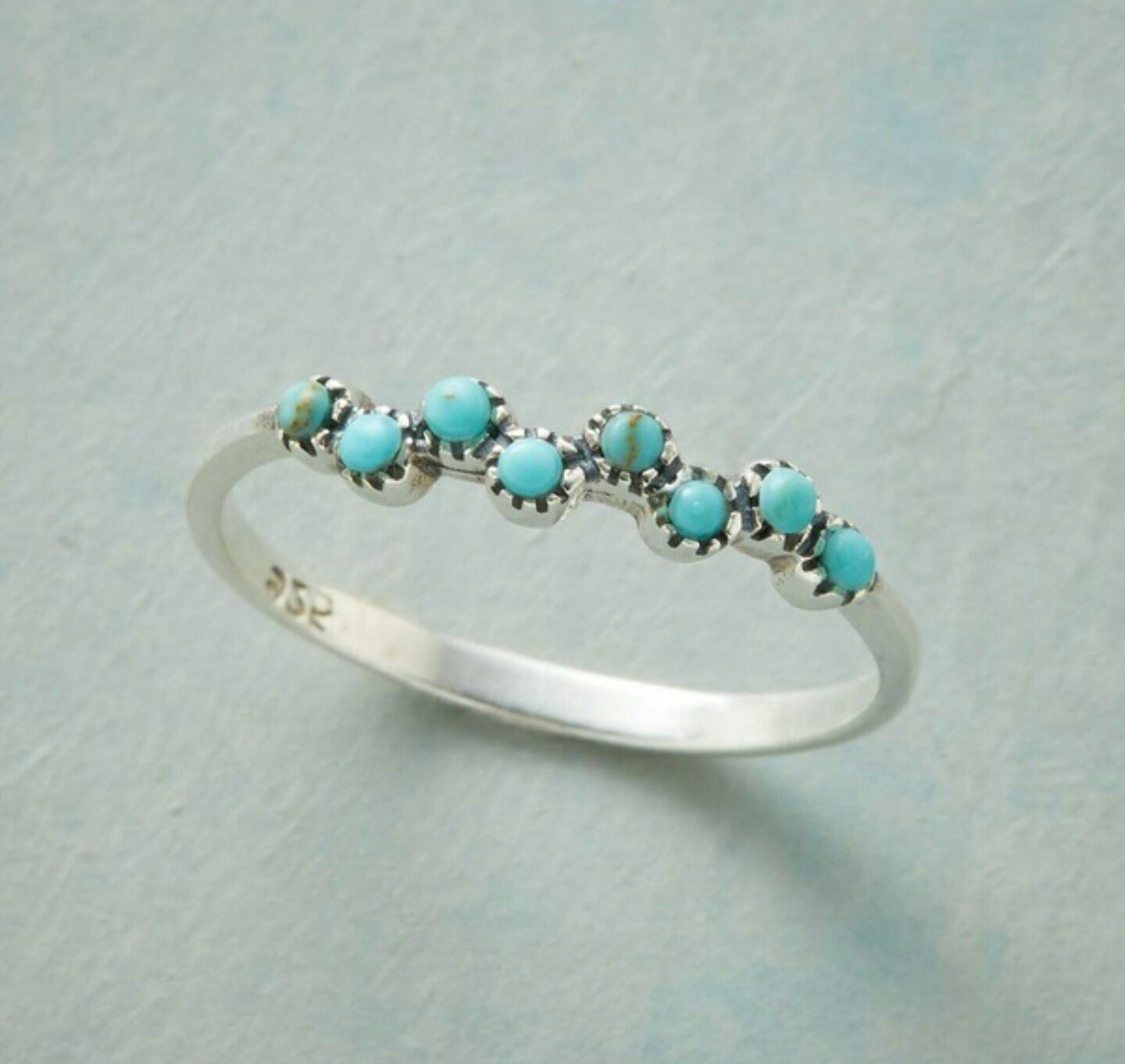 925 Solid Sterling Silver Reconstituted Turquoise Ring