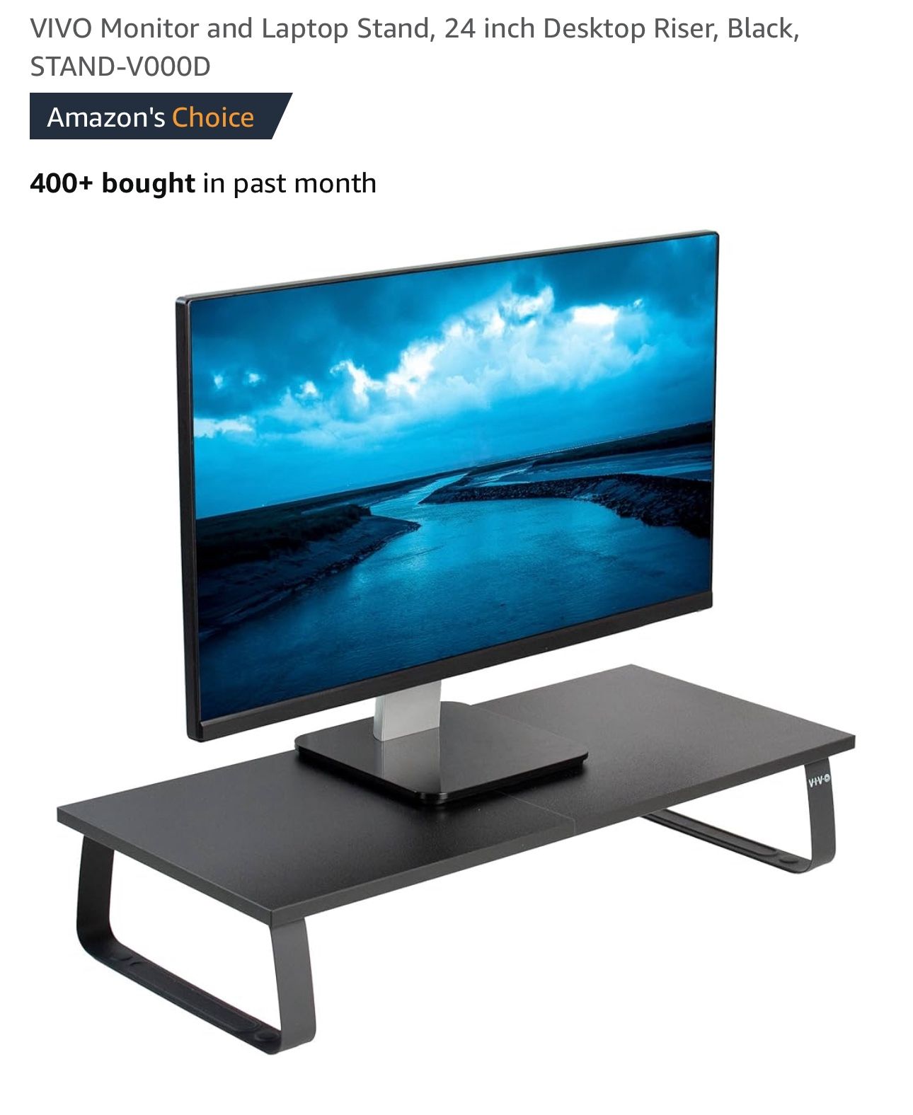 Vivo Computer Hand Riser VIVO Monitor and Laptop Stand, 24 inch Desktop Riser, Black, STAND ...