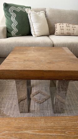 Wood Top Coffee Table with Chrome Legs