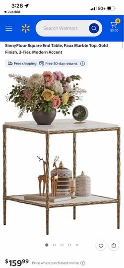 24” tall x 19.7” long Faux Marble Top End Table