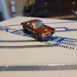 1968 Rare Hot Wheels Custom Mustang Copper Orange Redline Louvered Window White Interior