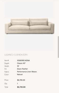 RH LUGANO SOFA 10‘