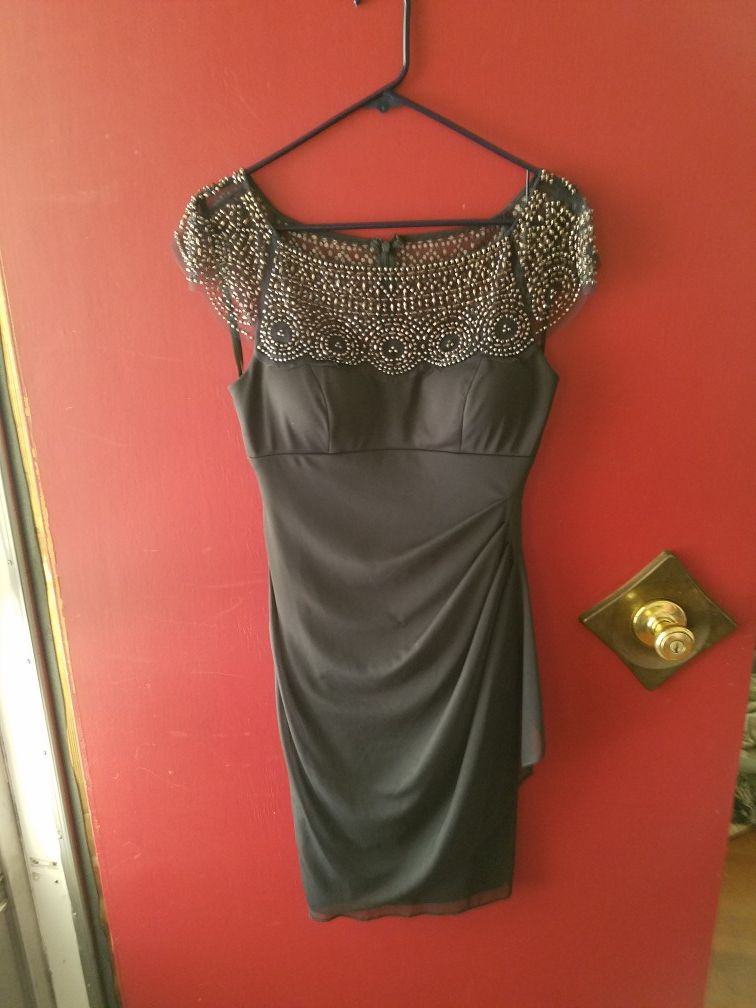 Black evening dress with beaded top size 8