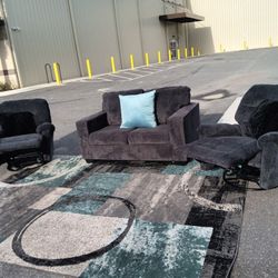 Grey Sofa Recliner Set