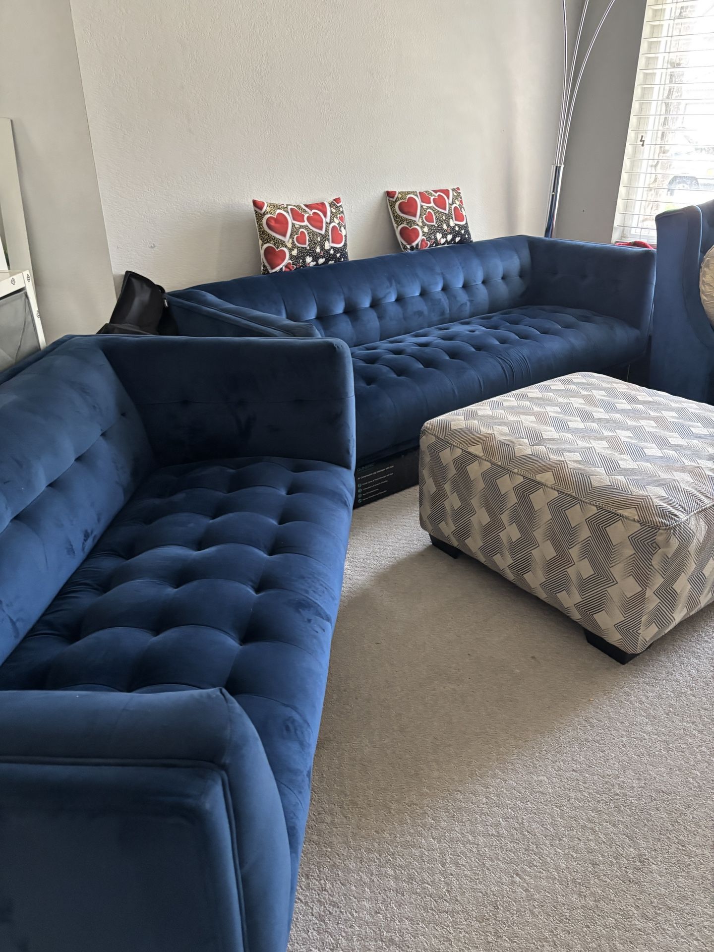 Blue Velvet Couch And Loveseat