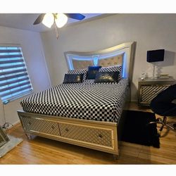 California King Size Bed One Nightstand And Dresser With Mirror Good Price And Clean YOU Will Be Happy 