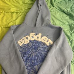 Sp5der hoodie light blue