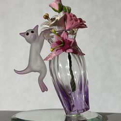 Cat-N-Vase handcrafted swarovski crystal/ glass figurine