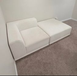 CB2 Faible Corner Chair and Ottoman