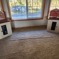 2 End Tables Wood Doors Open Side Tables 