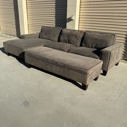 Costco Gray 2-Piece Chaise Sectional Sofa Couch with Ottoman