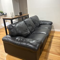 Real Black Leather Couch