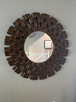 Large Decorative Sunburst Wall Mirror – Bronze Finish