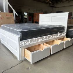 Queen Bed And Mattress With Drawers 