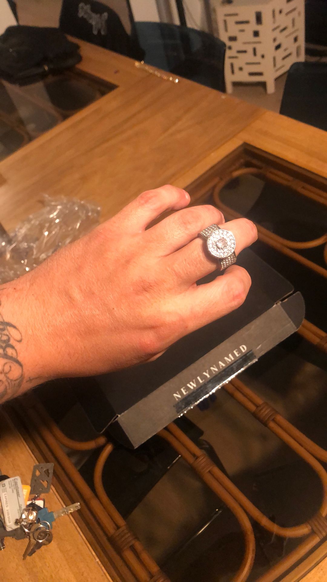 Diamond Crested Silver Ring