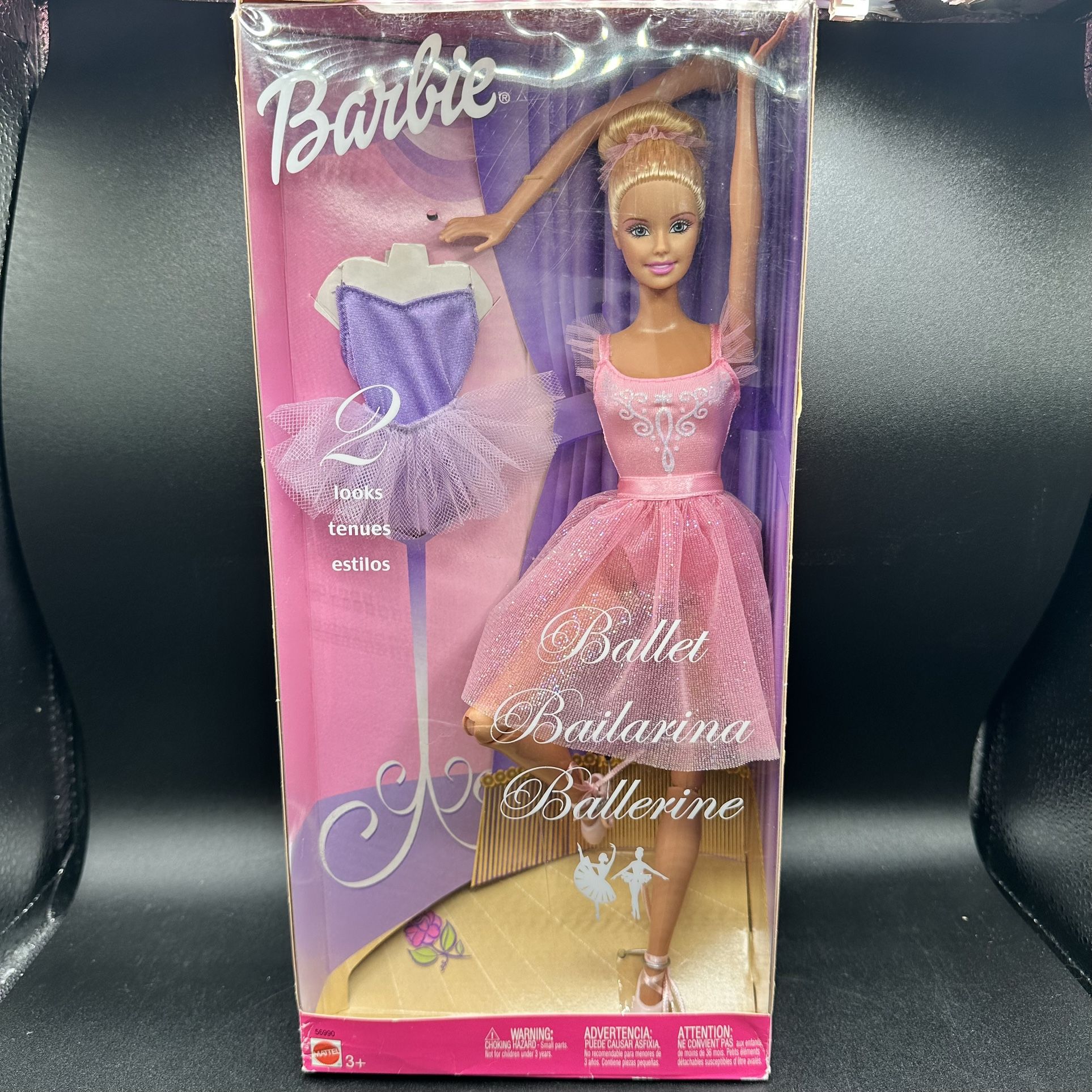 New* VTG 2002 Ballet Barbie with hinged legs Extra Outfit Mattel *Box Damage
