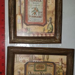 2004 Charlene Audrey Framed Shadow Box WALL PLAQUES Tuscan Toscano KITCHEN Decor