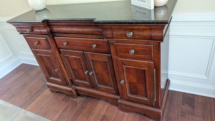 Elegant Wood Buffet / Sideboard with Black Stone Top