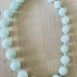 Handmade With Green Jade Swarovski Crystal Beaded Necklace 17”