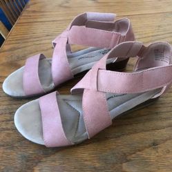 Pink Leather / Memory Foam Suede Mia Amore Sandals Heels Size 9 1/2