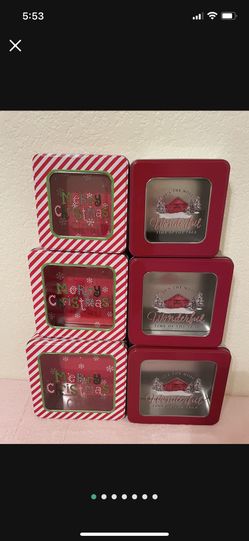 2 Different Sets Of 3 Christmas Tins