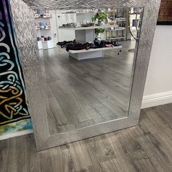 Modern textured silver statement mirror