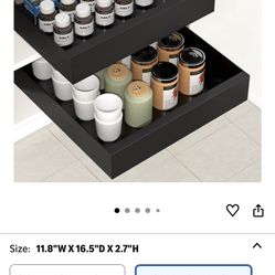 Kitchen Pull Out Cabinet Organizer, Carbon Steel Cabinet Drawers Slide Out, Pantry Storage Shelves with Nano Adhesive Strip for Kitchen 13.6" W X 16.5