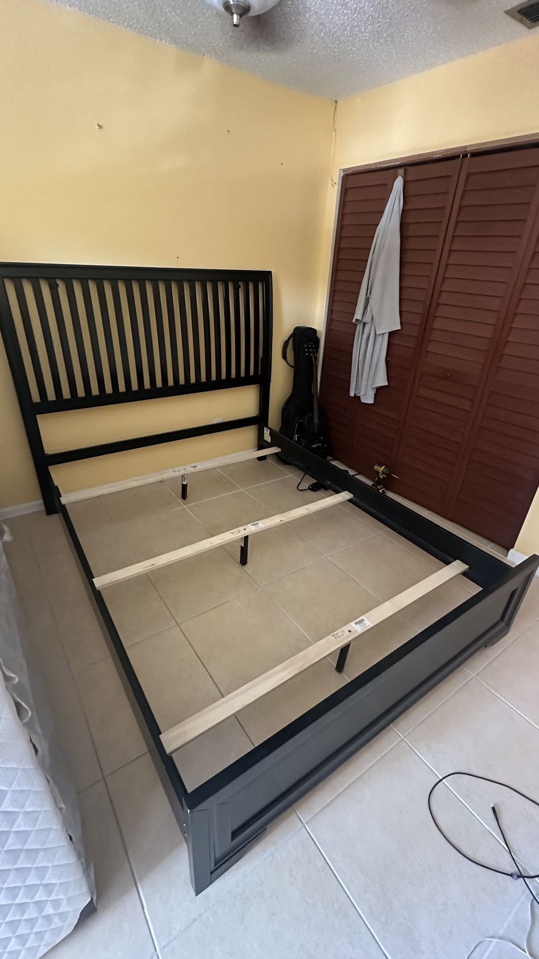 Queen Black Headboard Footboard Wooden Bed Frame