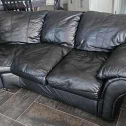 Black Leather Sectional