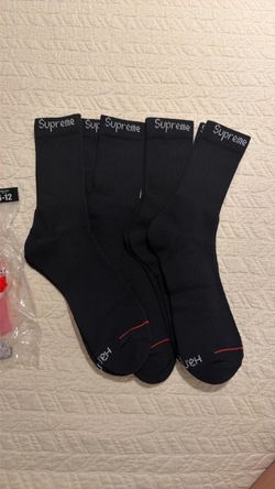 Supreme x Hanes Black Crew socks 6-12 shoe size