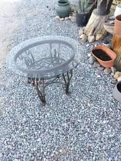 Small Glass and Steel End Table 
