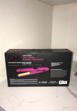 LIMITED EDITION HOT PINK RUBBER METALLIC CHI HAIR STRAIGHTENER for