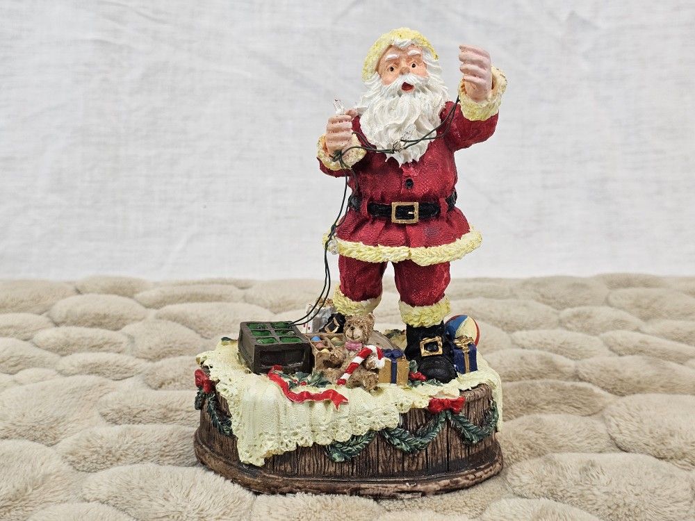 VTG SANTA w/LIGHTS MUSICAL FIGURINE