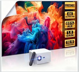 Built-In App Smart Projector and Fresnel 85% ALR Screen] Daylight Screen 1.8dB Gain 100% sRGB Support 8K/4K 75", Home Theater Projector Auto Focus Dol