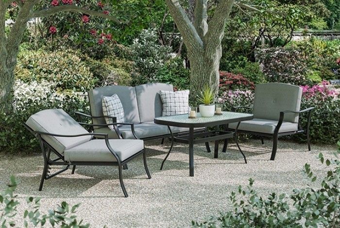 4 Piece Conversation Set w/ Adjustable Chairs Outdoor Patio